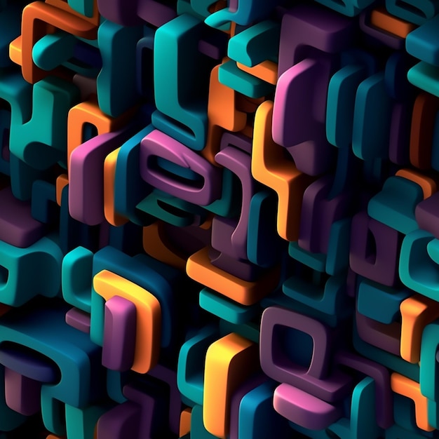 a close up of a colorful wall with a lot of letters generative ai