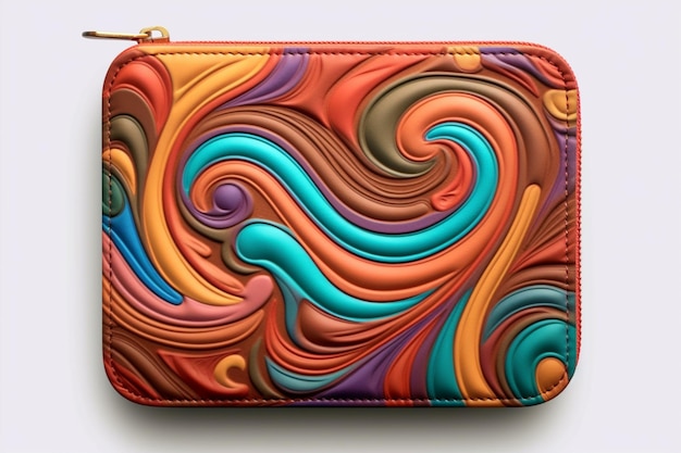 A close up of a colorful wallet with a zipper generative ai