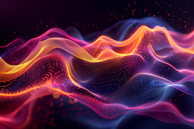 A close up of a colorful wave on a black background