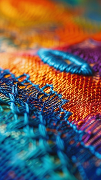 Photo a close up of a colorful woven piece of fabric