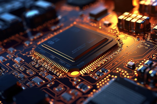 A close up of a computer chip on a circuit board