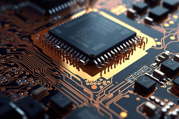 A close up of a computer chip on a circuit board