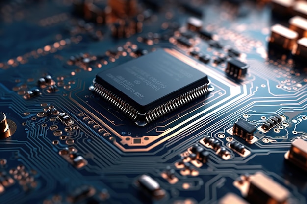 A close up of a computer chip on a circuit board