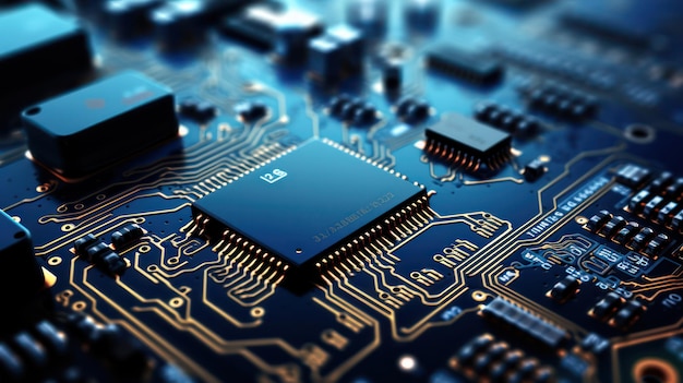 close up of computer circuit board