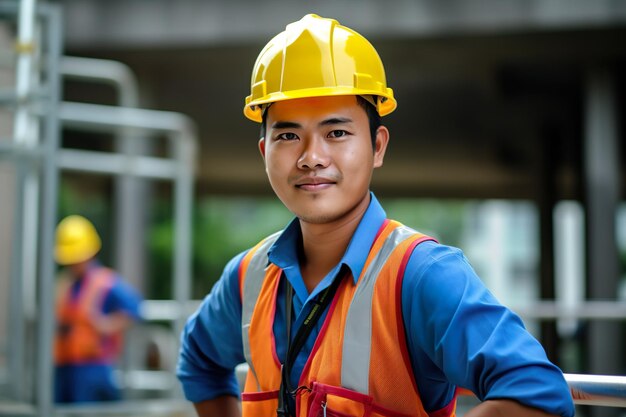 close up of construction worker on the site generative ai