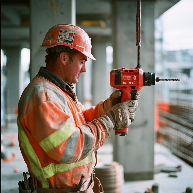 Photo close up a construction worker