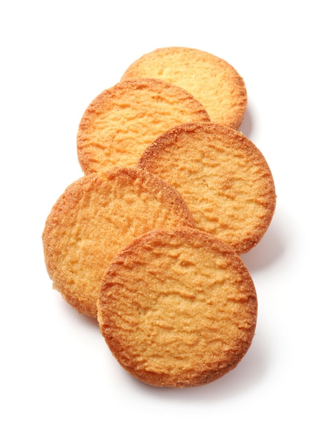 Close-up of cookies against white background