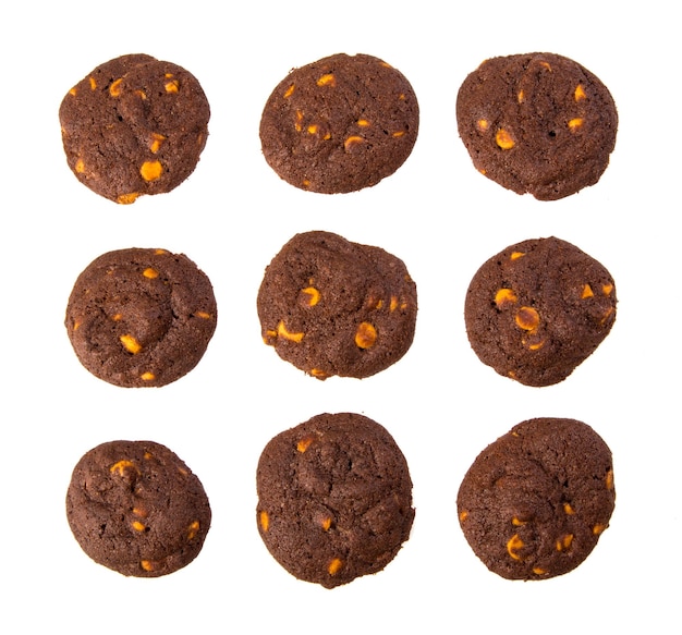 Close-up of cookies against white background