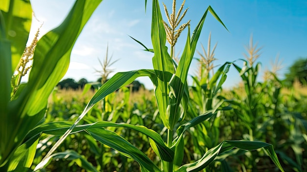 a close up of a corn field