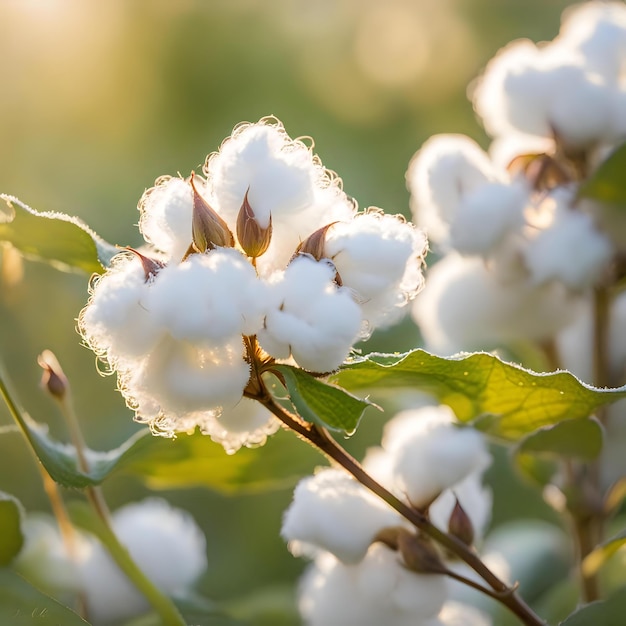 Close Up of Cotton Boll in Soft Natural Sunlight