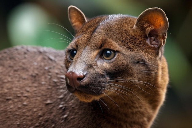 A close up of a cougar's face