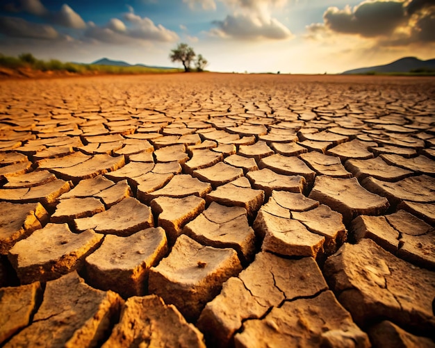 close up on cracked earth from drought