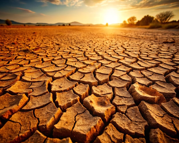 Photo close up on cracked earth from drought