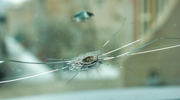 close up of a cracked window