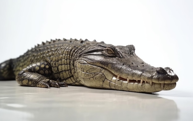 A close up of a crocodile alligator on a white background wild reptile ai generated