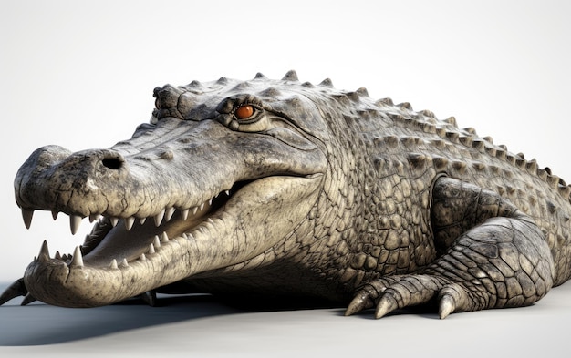 A close up of a crocodile alligator on a white background wild reptile ai generated