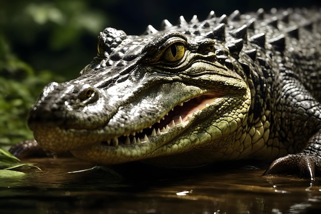 A close up of a crocodile