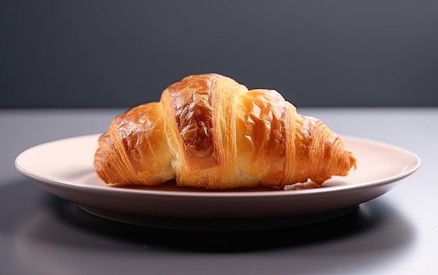 A close up croissants on a dark background sweet dessert bakery food ai generated