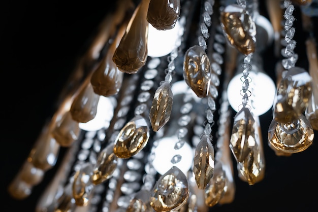 Close-up to crystal of chandelier