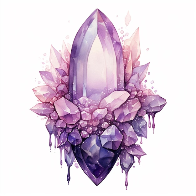 A close up of a crystal with a lot of purple crystals generative ai