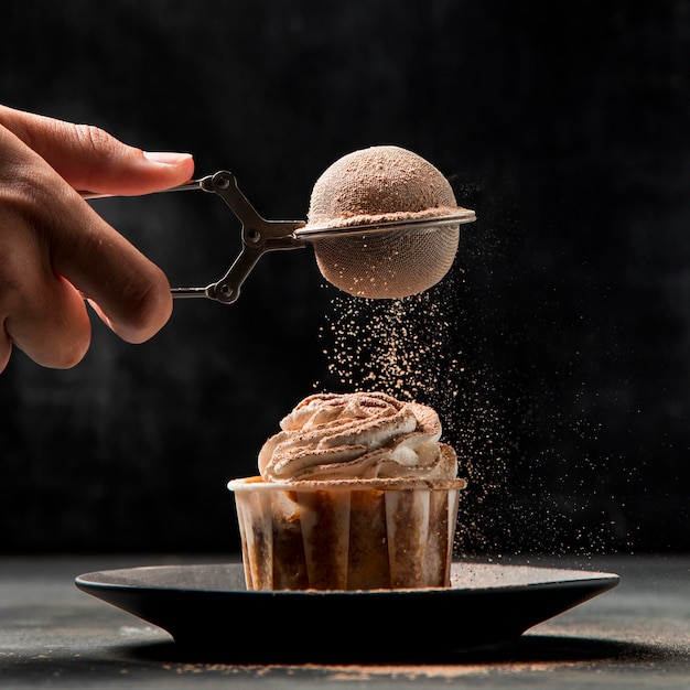 Close-up cupcake with cinnamon