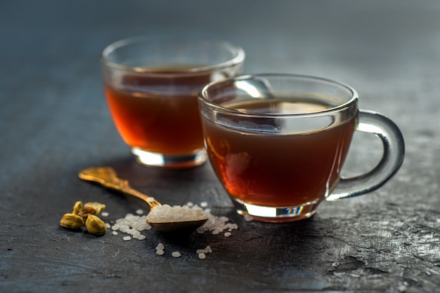 Close-up of cups of tea