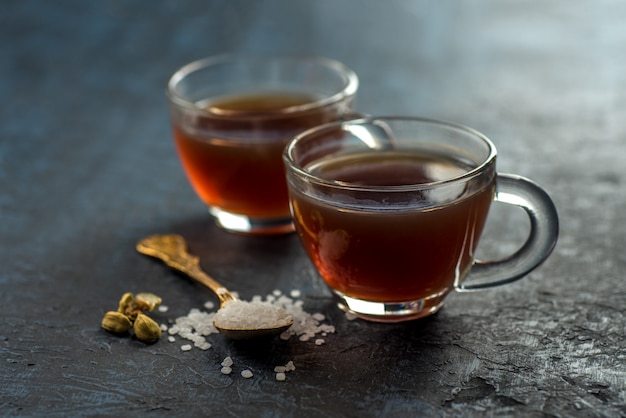 Close-up of cups of tea