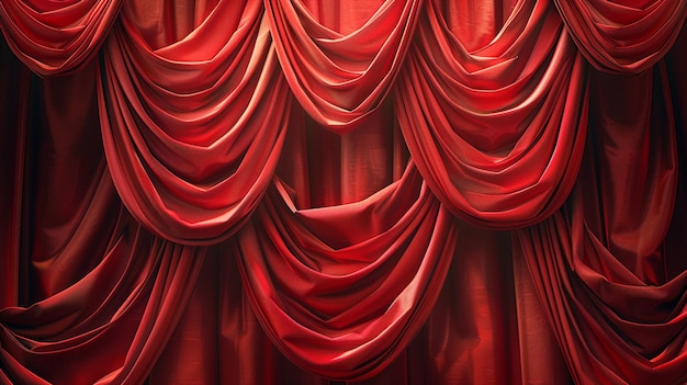 Photo a close up of a curtain with red curtains