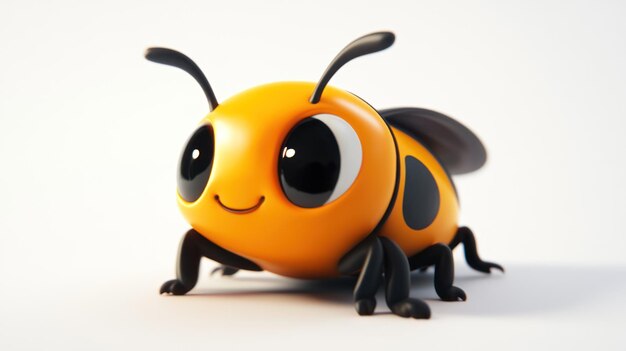 Close Up of Cute Cartoon Insect Character with Orange and Black Spots