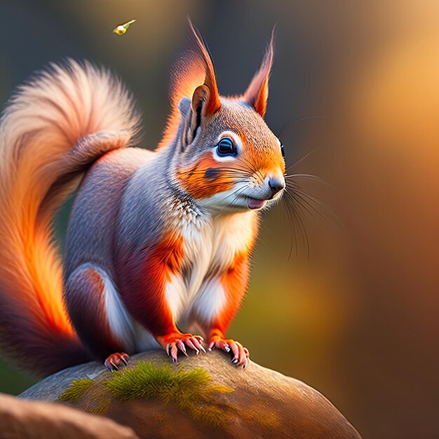 Close up of a cute red squirrel Wild animals