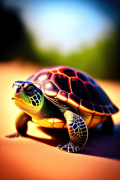 Close up of a cute turtle on a sunny day Postprocessed