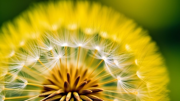 A close up of a dandelion flower with the seeds visible.