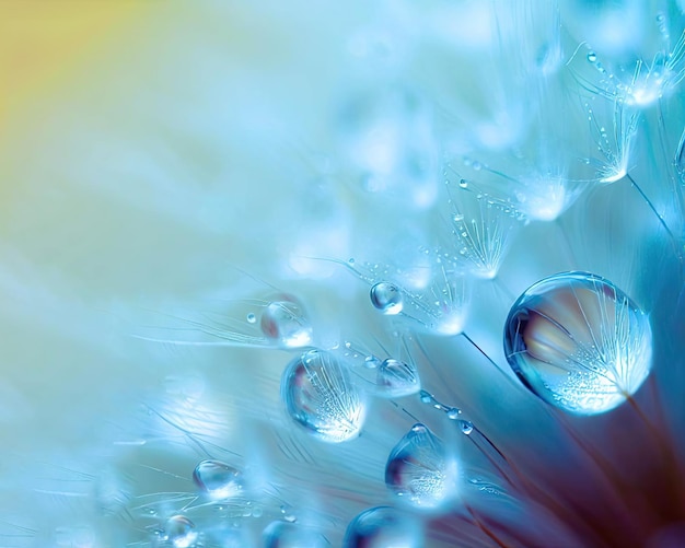 A close up of a dandelion with water droplets on it