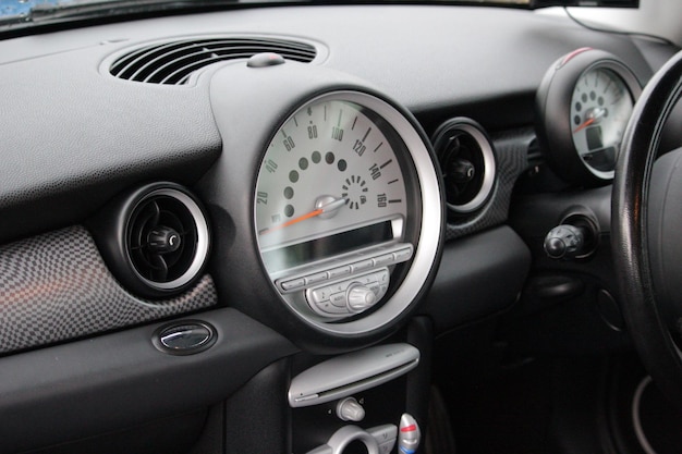 Close-up of dashboard in car