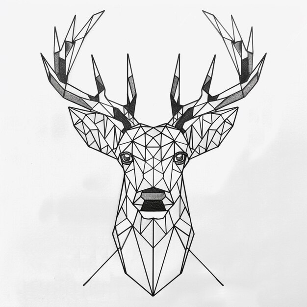 a close up of a deer head with a geometric pattern generative ai