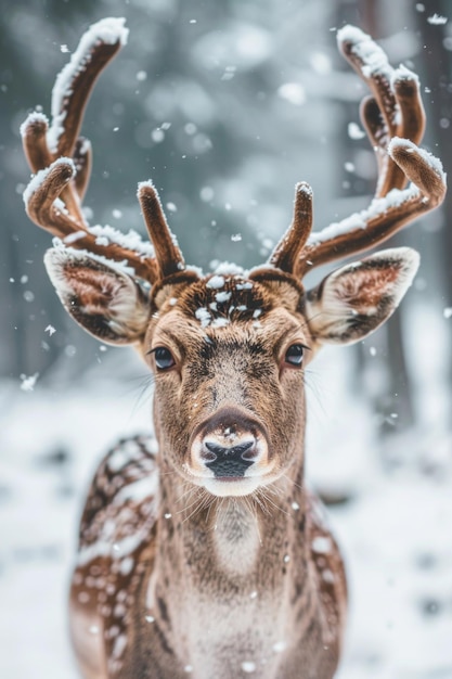 A close up of a deer in the snow Perfect for winterthemed designs