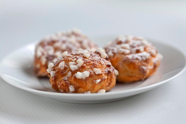 Close up of a delicious French pastry in a bakery