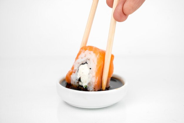 Close-up of delicious sushi roll