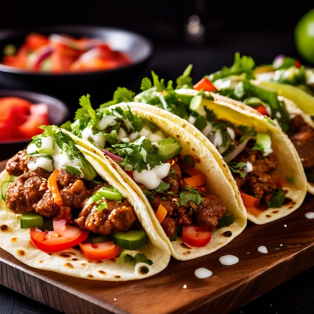 close up on delicious tacos White background