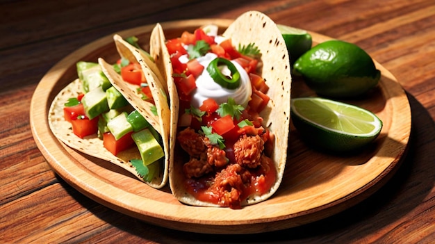 Close up on delicious tacos with blurred background