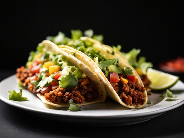 Close up on delicious tacos with blurred background