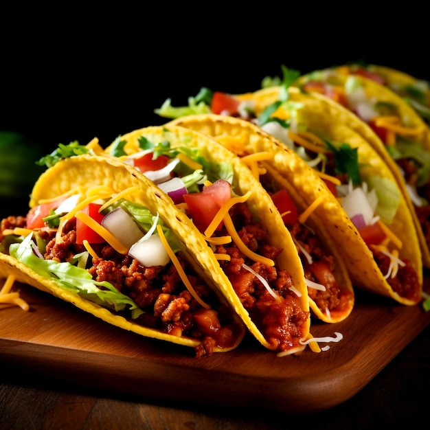 Photo close up on delicious tacos