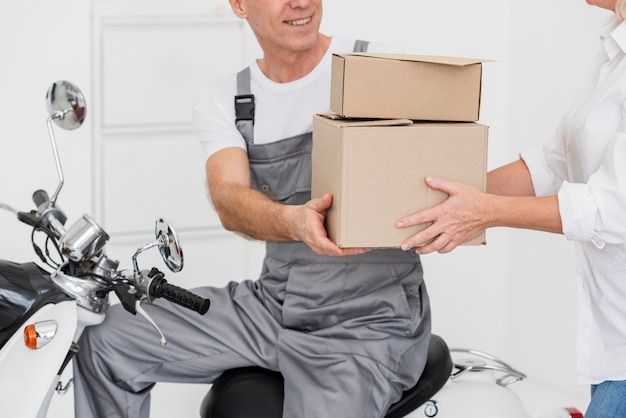 Close-up delivery of packages