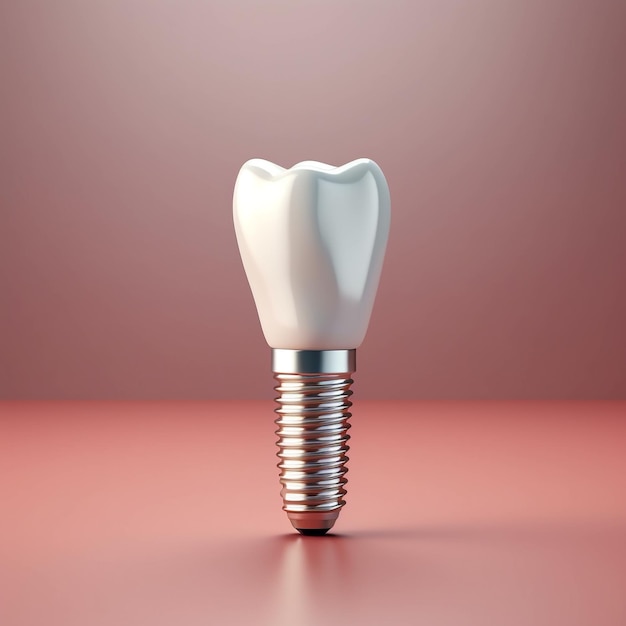 Close up of dental teeth implant 3D rendering