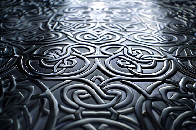 Photo a close up of a design in a metal surface