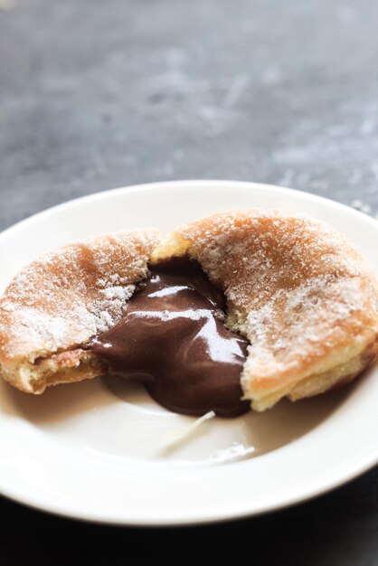 Close-up of dessert in plate on table