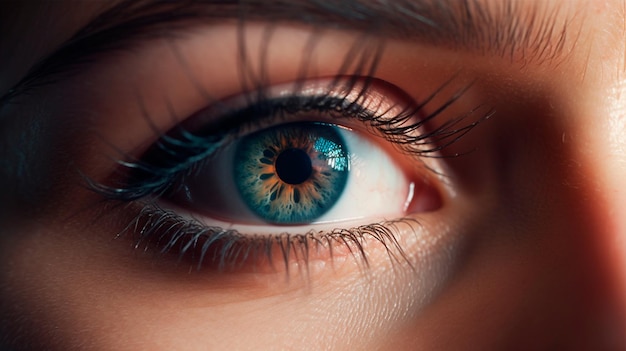 Close up detail beautiful female eye macro fashion naturel makeup Generative AI