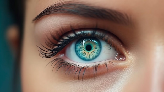 Close up detail beautiful female eye macro fashion naturel makeup Generative AI