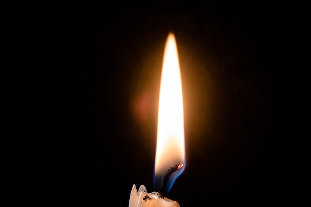 close up detail of candle in the darkness