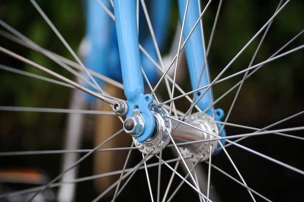 Close up detail of cogwheel on a  bicycle